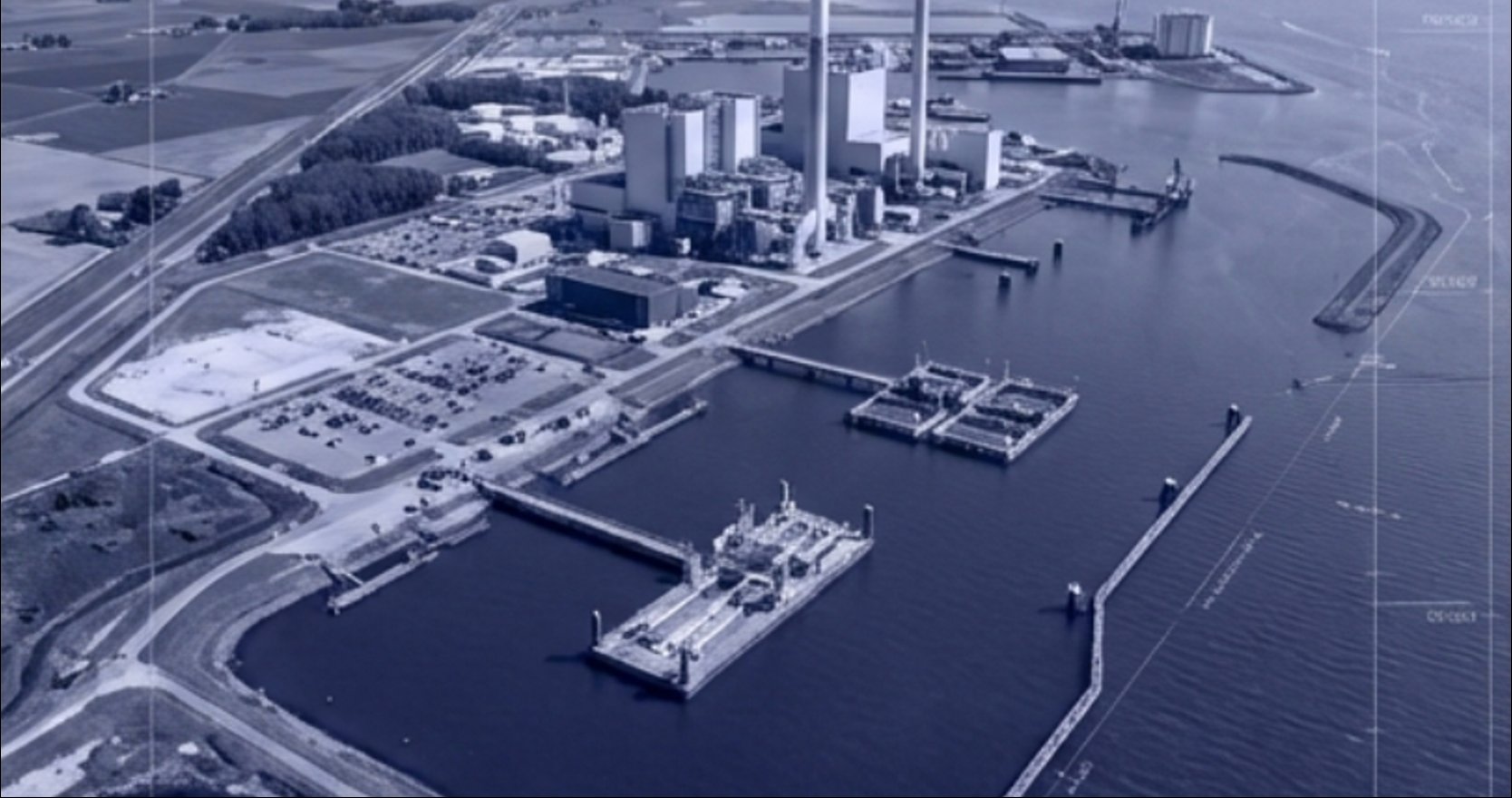 Aerial view of power plant site